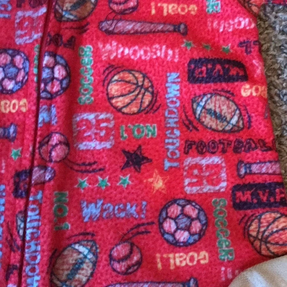 Gerber Red Sports Theme Thick Footie Zip Up Pjs